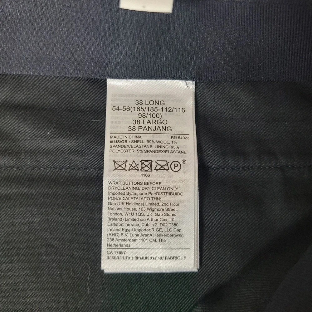 BR Banana Republic Pants‎ Mens 38x27 Dark Blue Wool Trousers Dress Slacks HEMMED